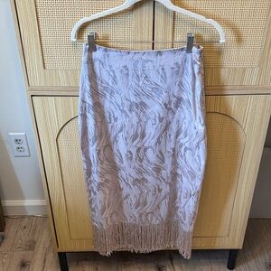 Sage Light Lavender Fringe Pencil Skirt